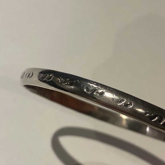 Vintage Bracelet Alpaca Mexico Silver-tone Engraved Signed Bangle - Picture 8 of 8